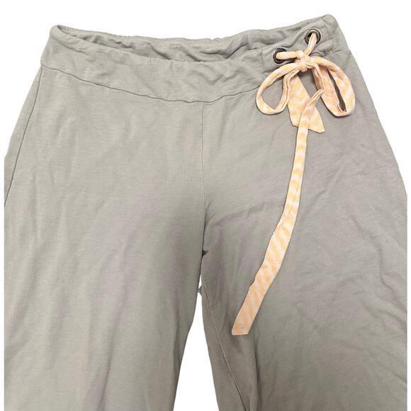 Anthropologie Pink Lotus Vtg Lounge Pants - Grey w/peach striped waist tie - LG - Picture 3 of 6